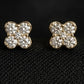 Dainty 14KT Gold Clover Diamond Stud Earrings | IGI Certified, Gross Wt: 1.52, Net Wt: 1.45, Diamond. Wt 0.35
