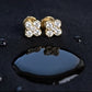 Dainty 14KT Gold Clover Diamond Stud Earrings | IGI Certified, Gross Wt: 1.52, Net Wt: 1.45, Diamond. Wt 0.35