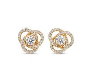 14KT Gold Double Curve Diamond Earrings | IGI Certified Fine Jewelry, Gross Wt: 3.01, Net Wt: 2.704, Diamond. Wt 1.53