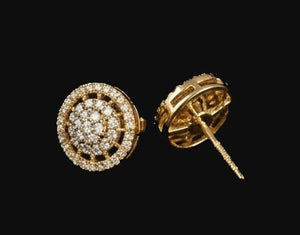 14KT Gold Sunburst Radial Diamond Earrings | IGI Certified, Gross Wt: 4.59, Net Wt: 4.366, Diamond. Wt 1.12