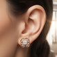 14KT Gold Scalloped Floral Diamond Earrings | IGI Certified, Gross Wt: 4.51, Net Wt: 4.318, Diamond. Wt 0.96