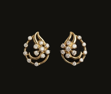 Artistic 14kt Gold Petal Diamond Earrings | IGI Certified Fine Jewelry, Gross Wt: 2.1, Net Wt: 2.042, Diamond. Wt 0.29