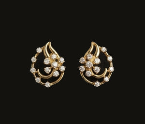 Artistic 14kt Gold Petal Diamond Earrings | IGI Certified Fine Jewelry, Gross Wt: 2.1, Net Wt: 2.042, Diamond. Wt 0.29