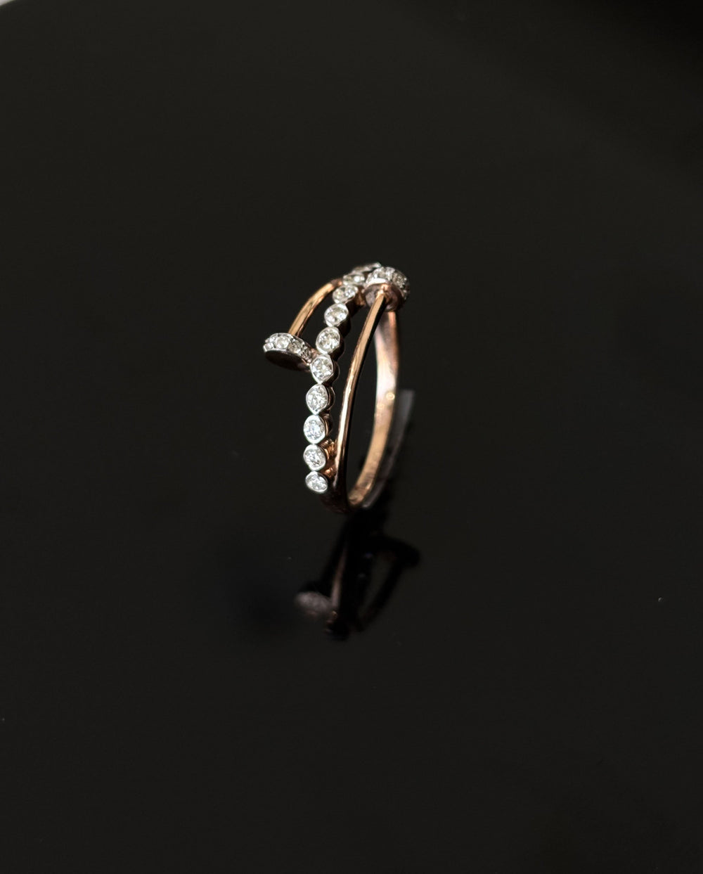 14K Gold Diamond Bypass Ring with IGI Certified 0.25 ct Diamonds, 2.15g Net Gold