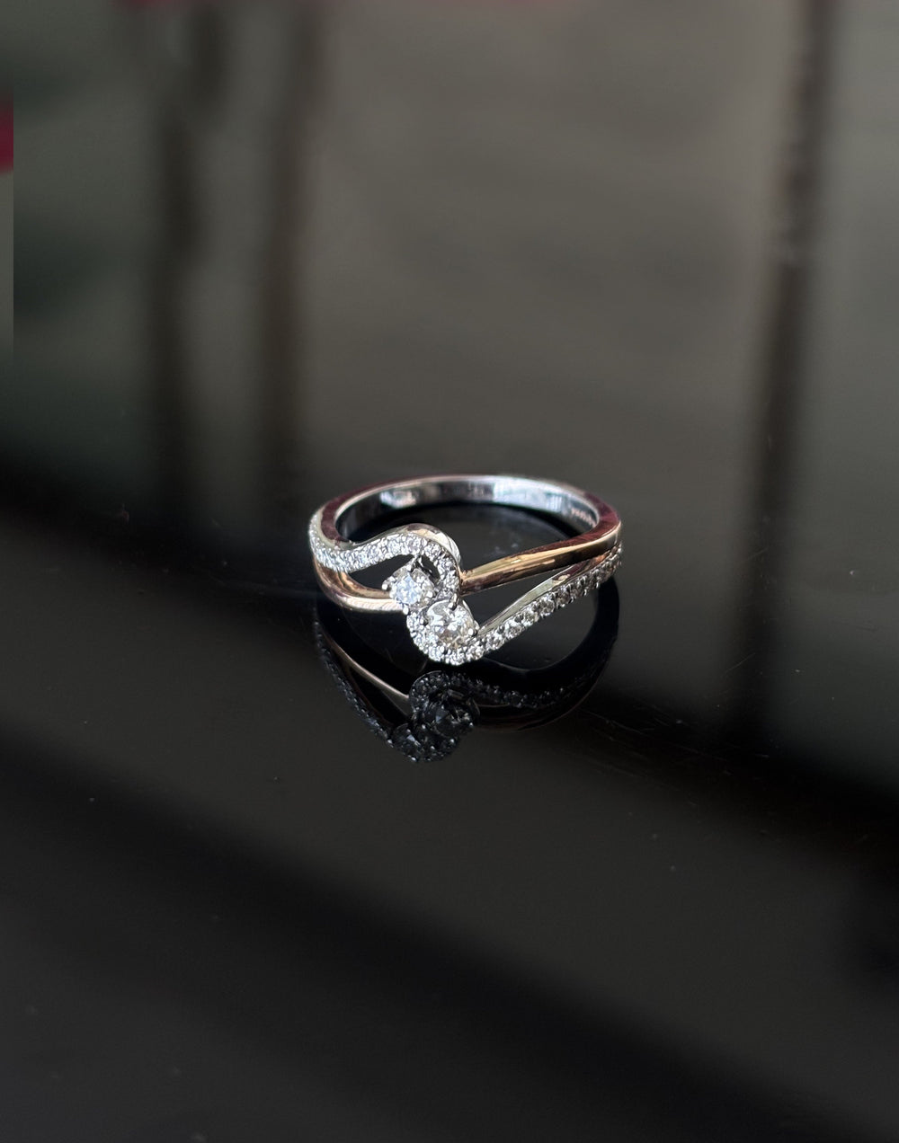 14K Gold Diamond Bypass Ring with IGI Certified 0.34 ct Diamonds, 2.712g Net Gold