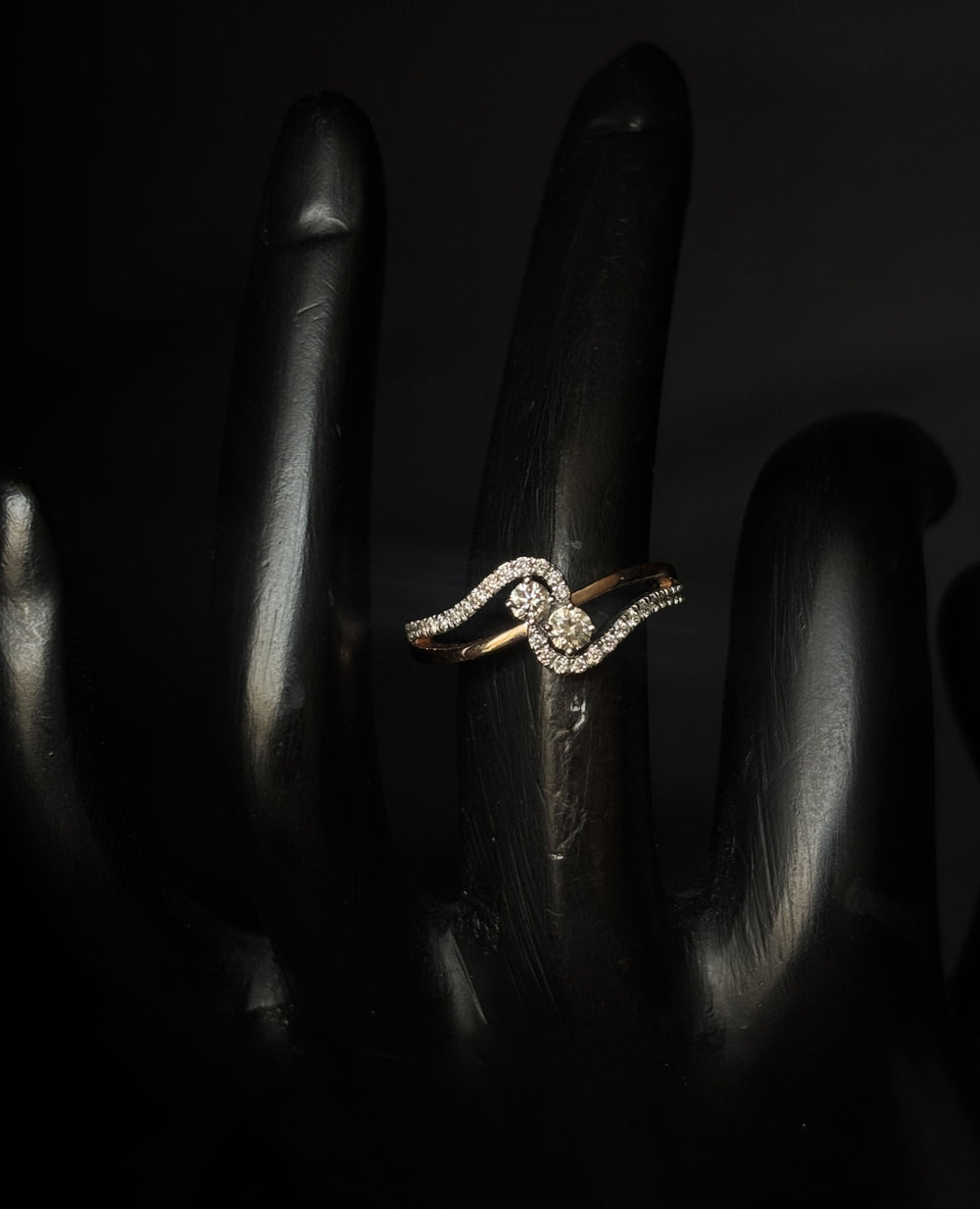 14K Gold Diamond Bypass Ring with IGI Certified 0.34 ct Diamonds, 2.712g Net Gold