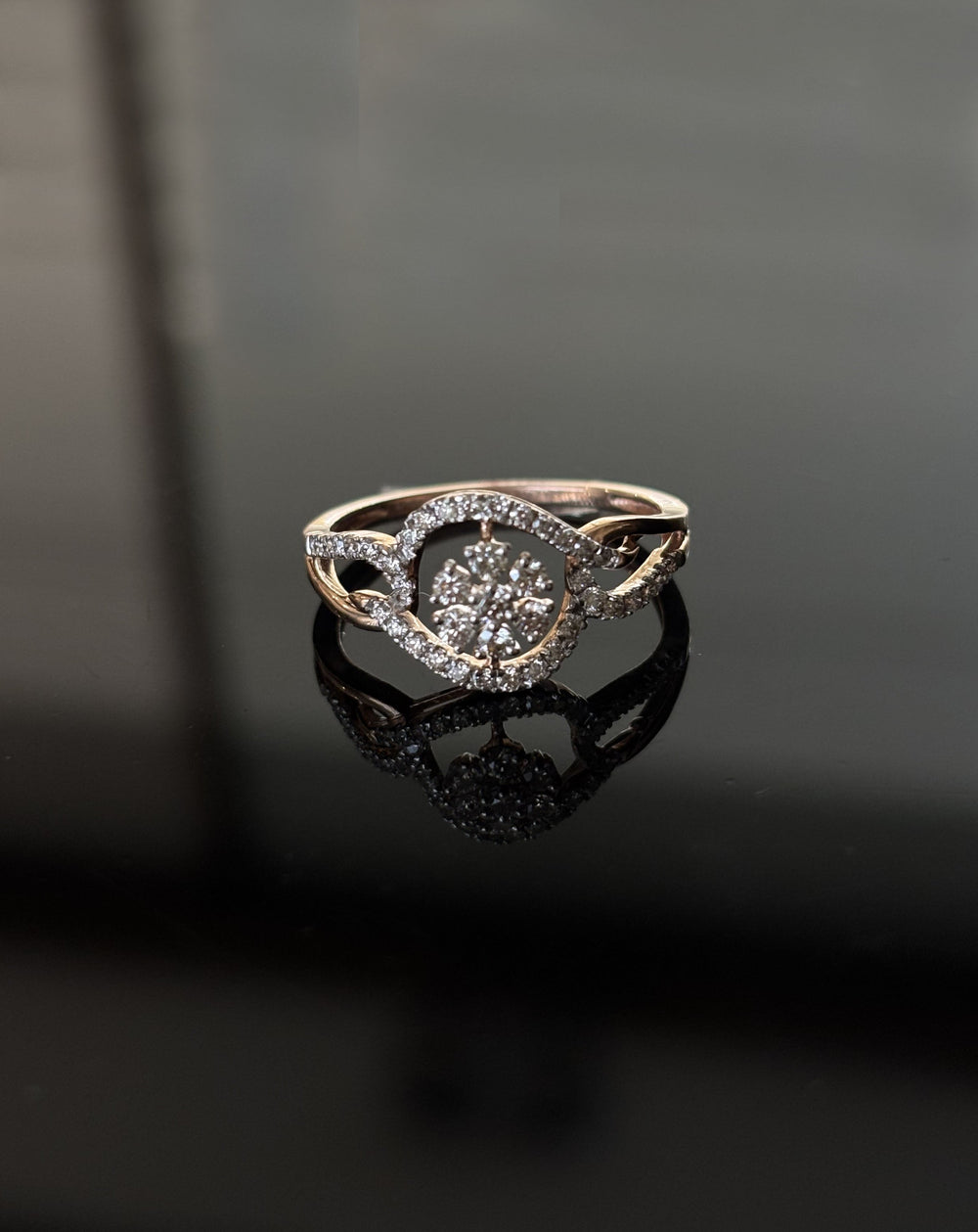 14K Gold Diamond Cluster & Pave Ring with IGI Certified 0.39 ct Diamonds, 1.642g Net Gold