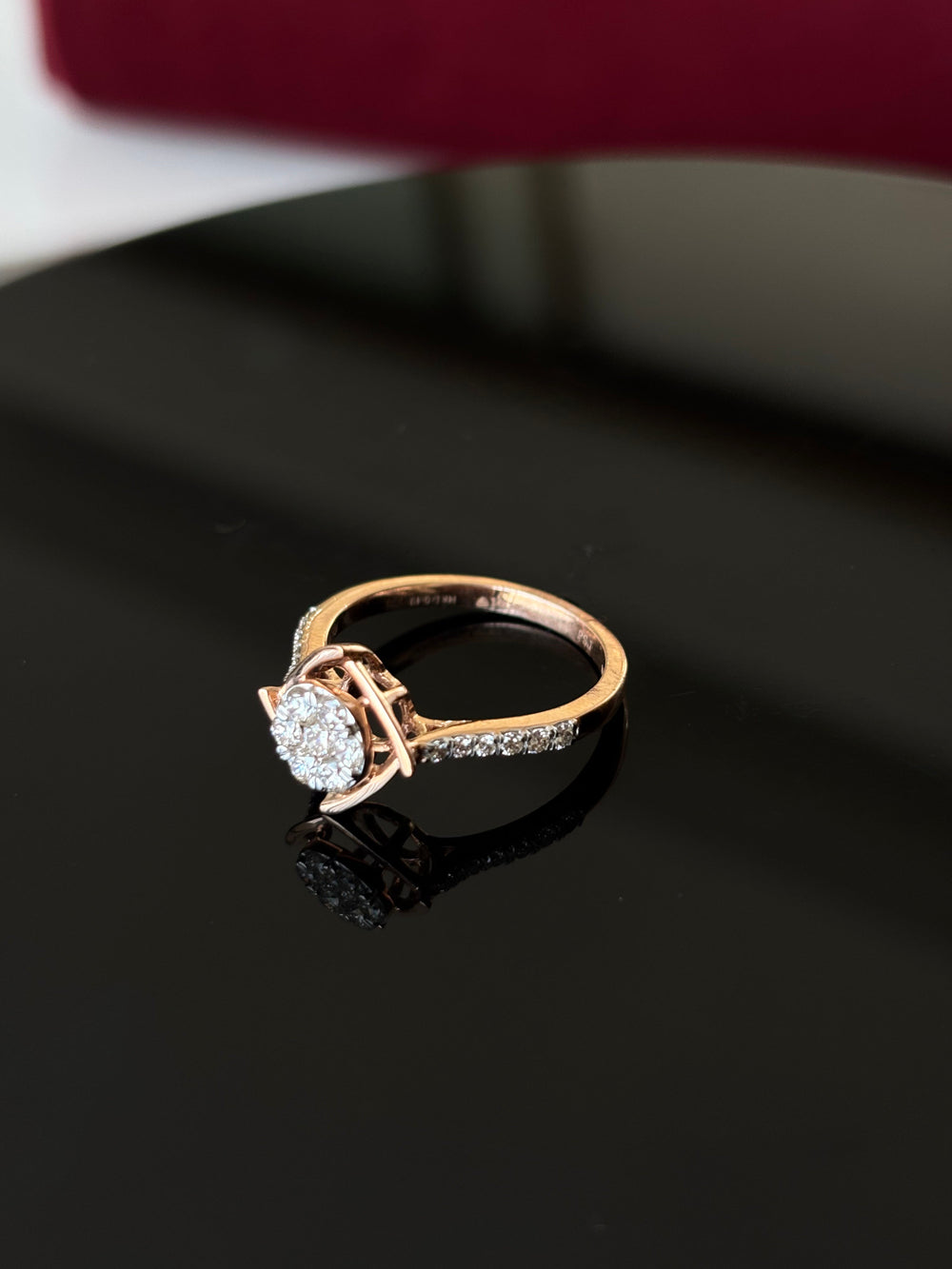 14K Gold Diamond Floral Cluster Ring with IGI Certified 0.49 ct Diamonds, 2.662g Net Gold