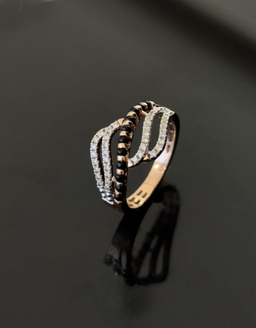 14K Gold Diamond & Accent Multi-Band Ring with IGI Certified 0.22 ct Diamonds, 3.71g Net Gold