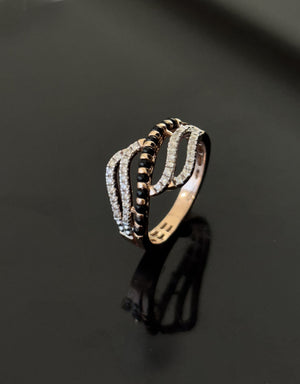 14K Gold Diamond & Accent Multi-Band Ring with IGI Certified 0.22 ct Diamonds, 3.71g Net Gold