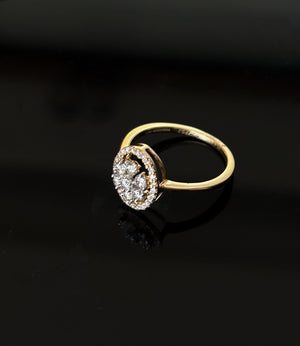 14K Gold Diamond Floral Cluster Ring with IGI Certified 0.49 ct Diamonds, 2.342g Net Gold