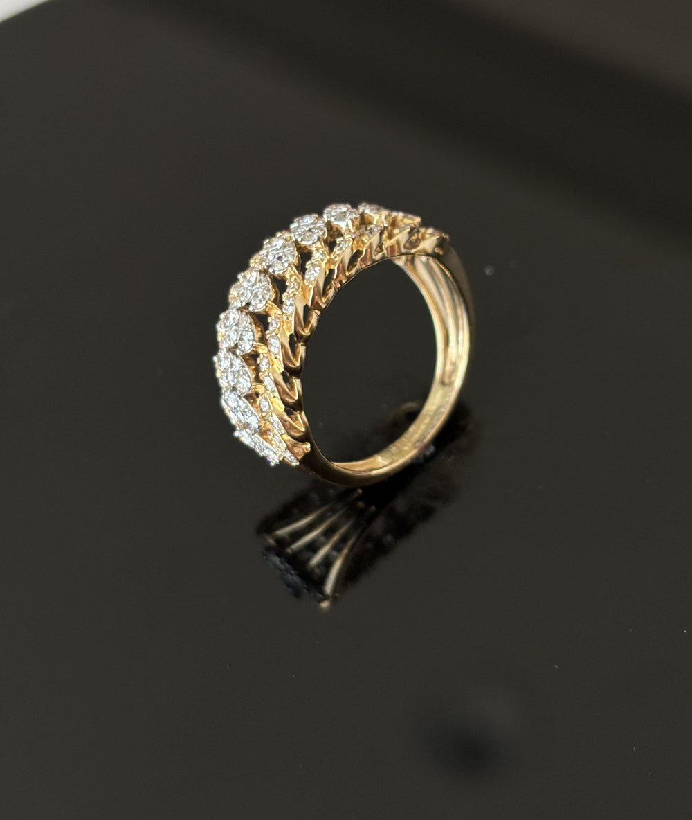 14K Gold Wide Diamond Band with IGI Certified 1.0 ct Diamonds, 3.99g Net Gold