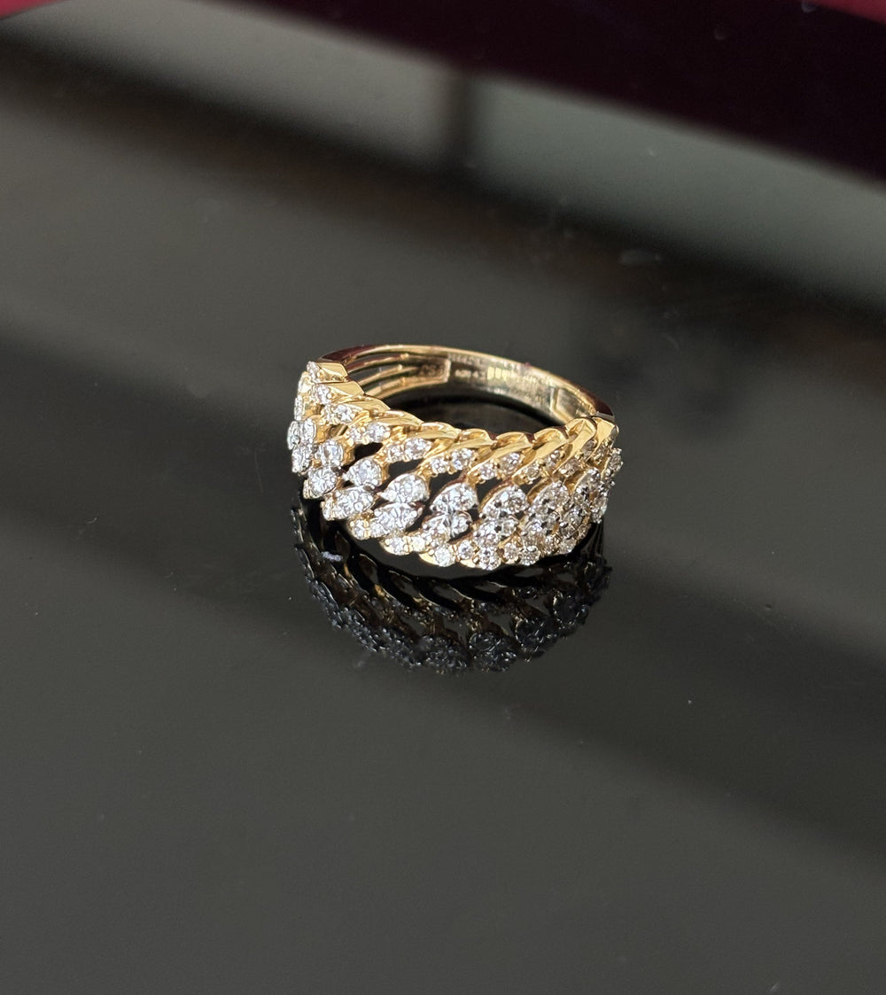 14K Gold Wide Diamond Band with IGI Certified 1.0 ct Diamonds, 3.99g Net Gold