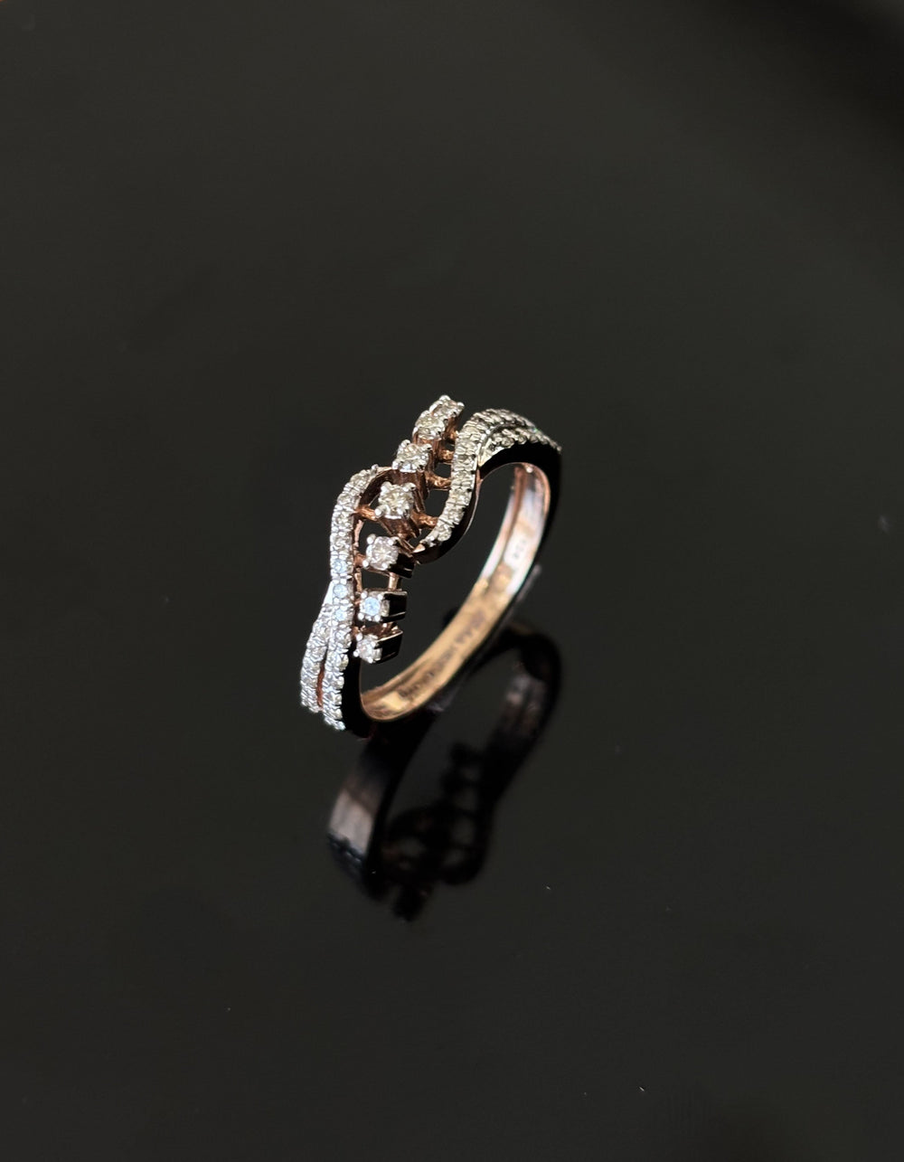 14KT Gold Diamond Bypass Ring with IGI Certified 0.41 ct Diamonds, 3.008g Net Gold