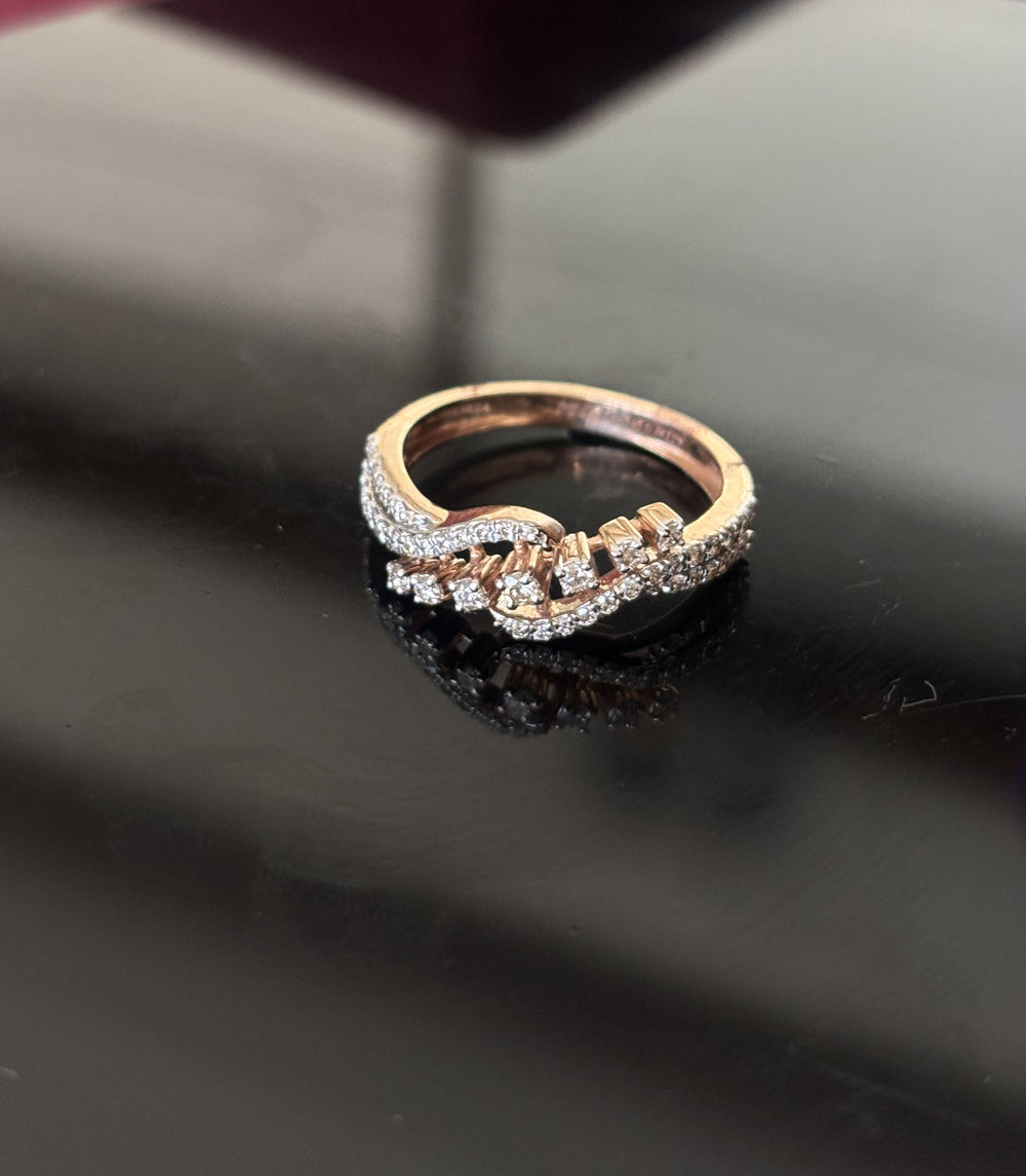 14K Gold Diamond Bypass Ring with IGI Certified 0.41 ct Diamonds, 3.008g Net Gold