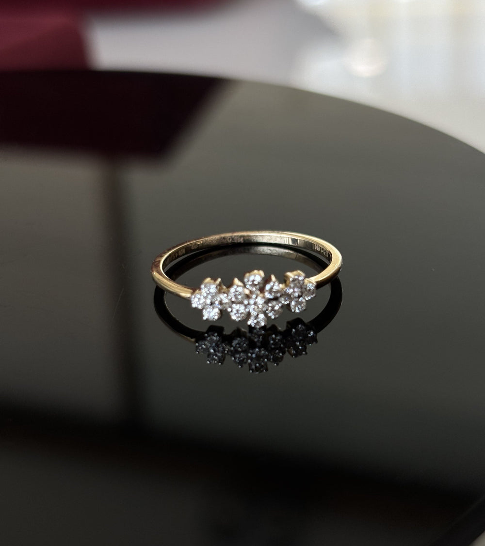 14K Gold Diamond Floral Ring with IGI Certified 0.21 ct Diamonds, 1.188g Net Gold