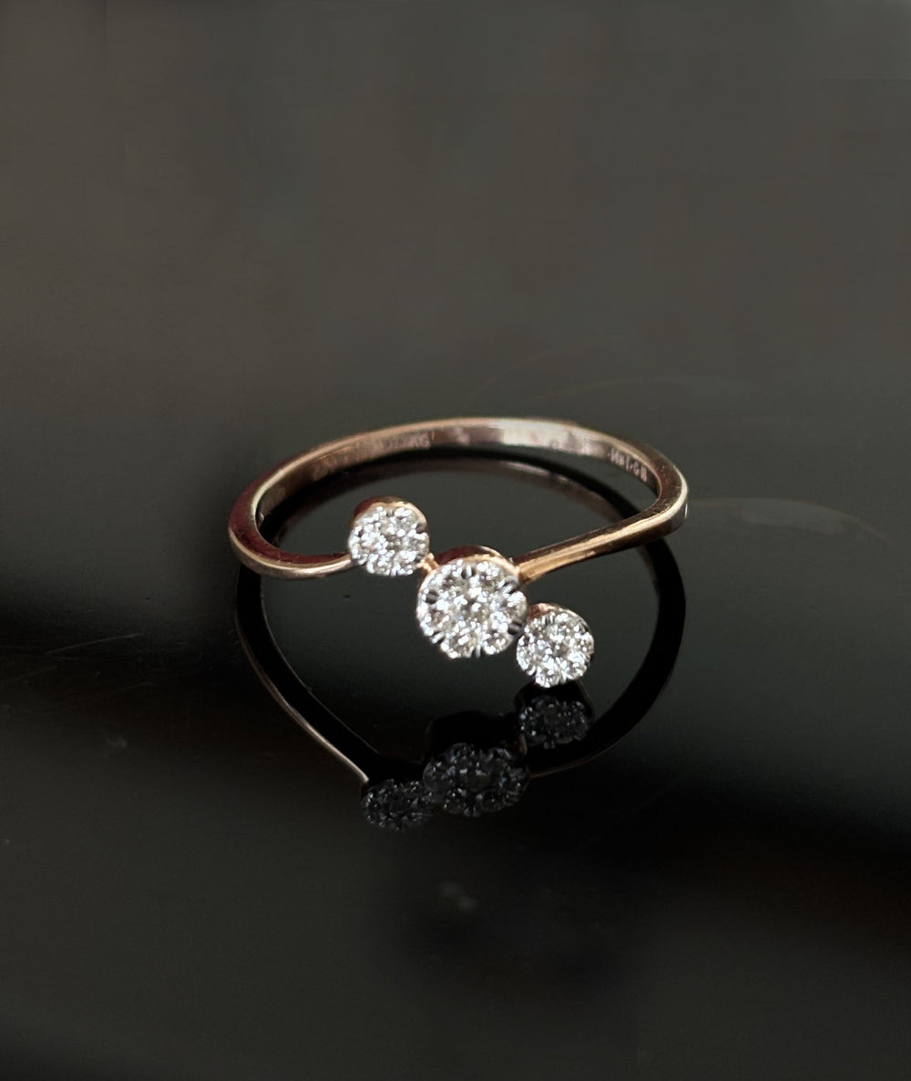 14K Gold Diamond Floral Ring with IGI Certified 0.18 ct Diamonds, 1.174g Net Gold
