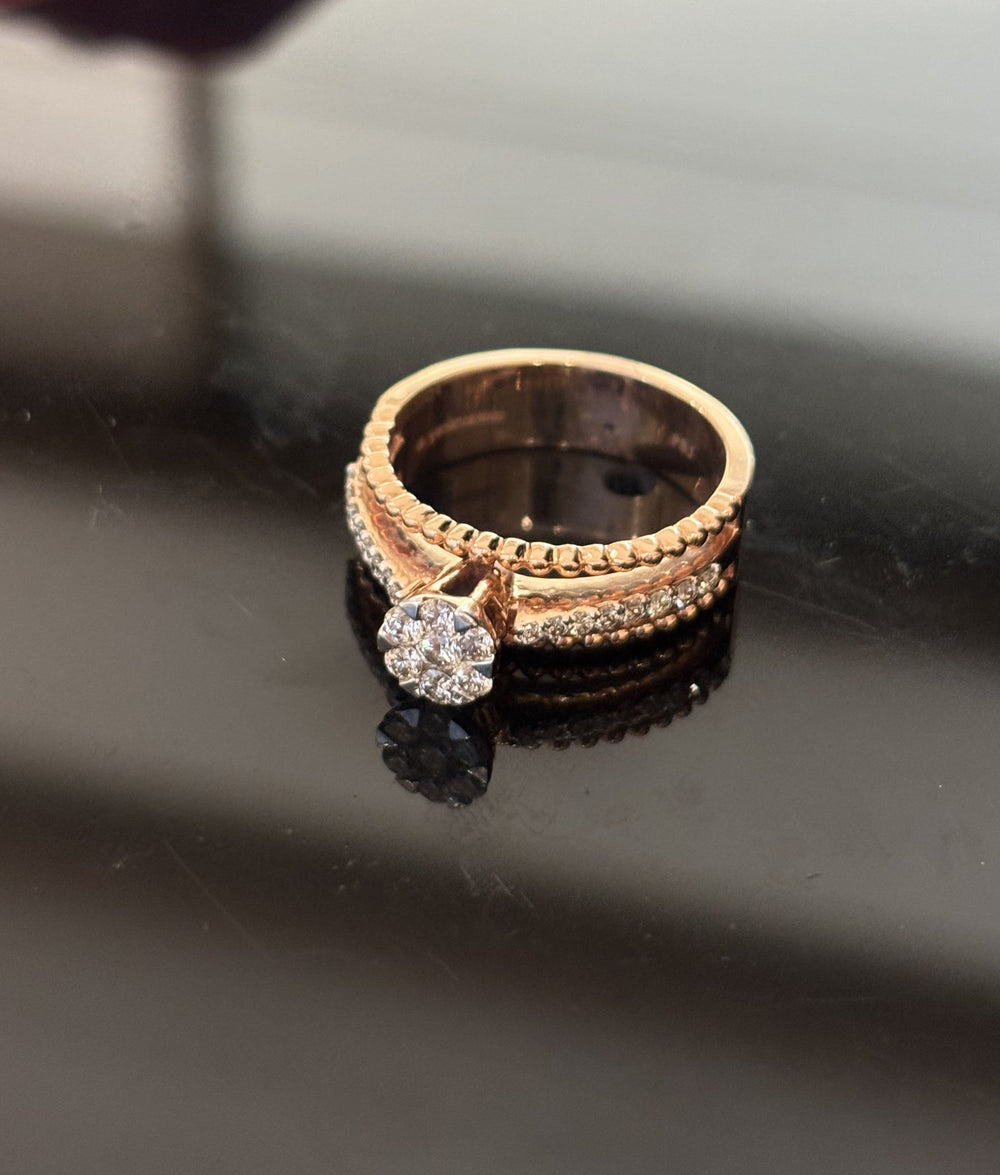 Grand 14K Gold Multi-Band Diamond Ring with IGI Certified 0.42 ct Diamonds, 5.946g Net Gold