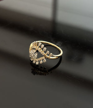 14K Gold Diamond Floral Bypass Ring with IGI Certified 0.51 ct Diamonds, 2.088g Net Gold