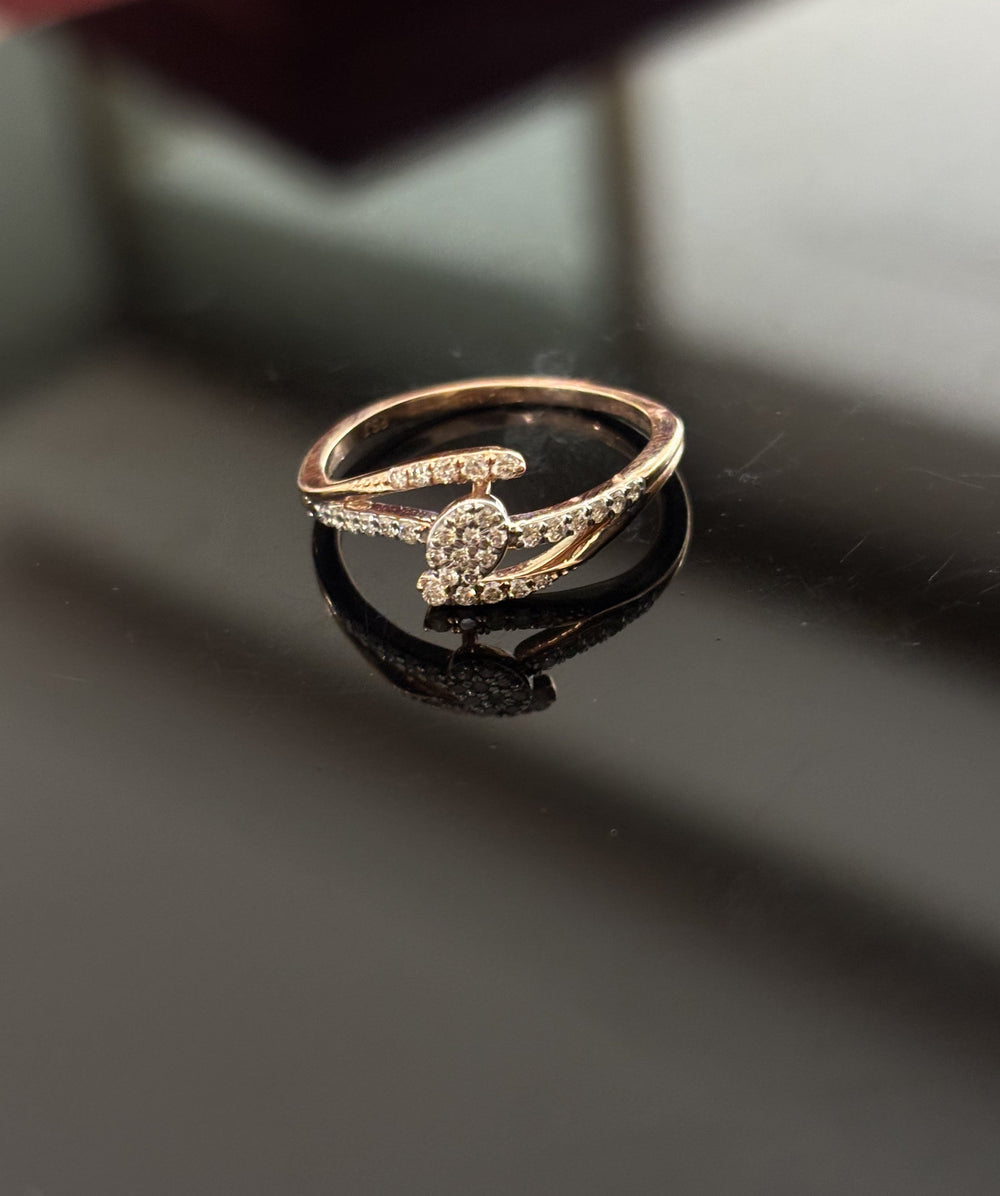 14KT Gold Diamond Bypass Ring with IGI Certified 0.21 ct Diamonds, 1.808g Net Gold
