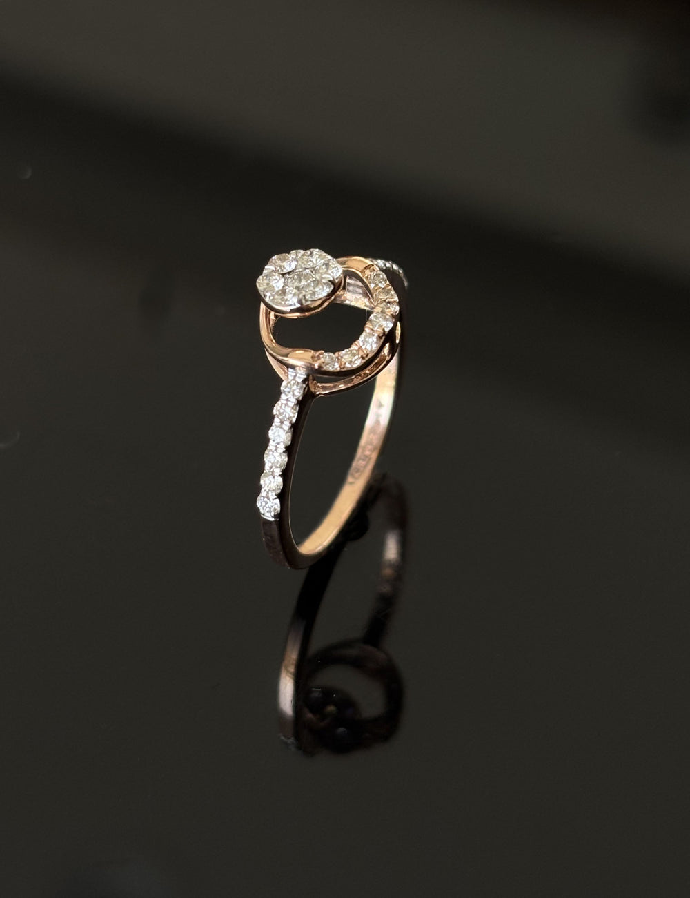 14K Gold Diamond Heart Cluster Ring with IGI Certified 0.38 ct Diamonds, 2.054g Net Gold