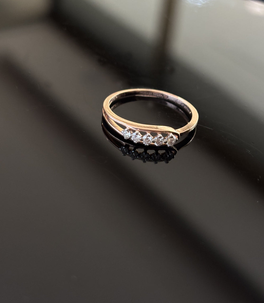 14K Gold Diamond Bypass Ring with IGI Certified 0.16 ct Diamonds, 1.278g Net Gold