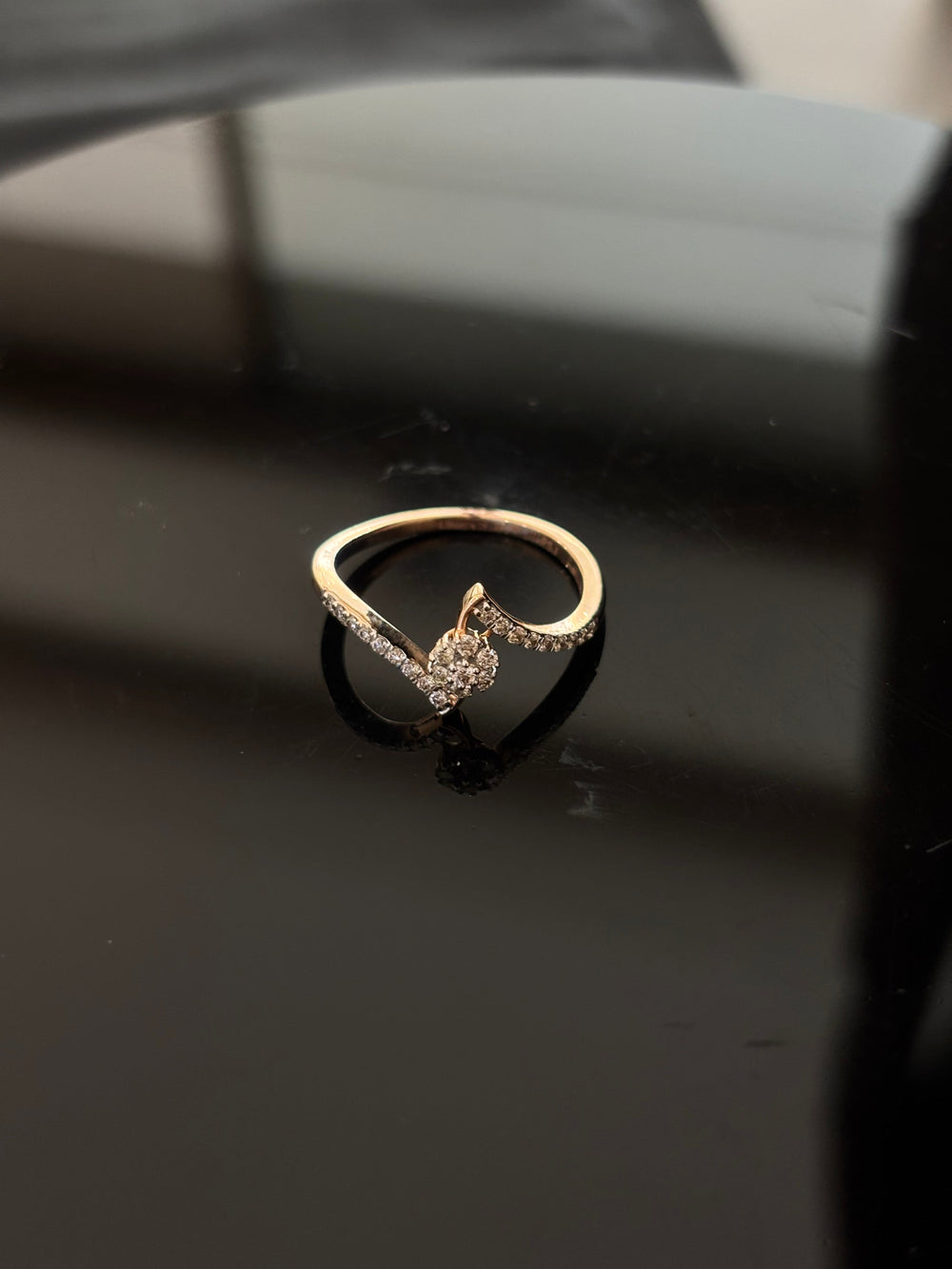 14K Gold Diamond Bypass Ring with IGI Certified 0.15 ct Diamonds, 1.73g Net Gold
