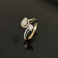14K Gold Diamond Dual Cluster Bypass Ring with IGI Certified 0.39 ct Diamonds, 2.722g Net Gold