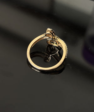 14K Gold Diamond Dual Cluster Bypass Ring with IGI Certified 0.39 ct Diamonds, 2.722g Net Gold