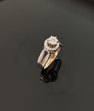 14K Gold Diamond Halo Cluster Ring with IGI Certified 0.67 ct Diamonds, 4.266g Net Gold