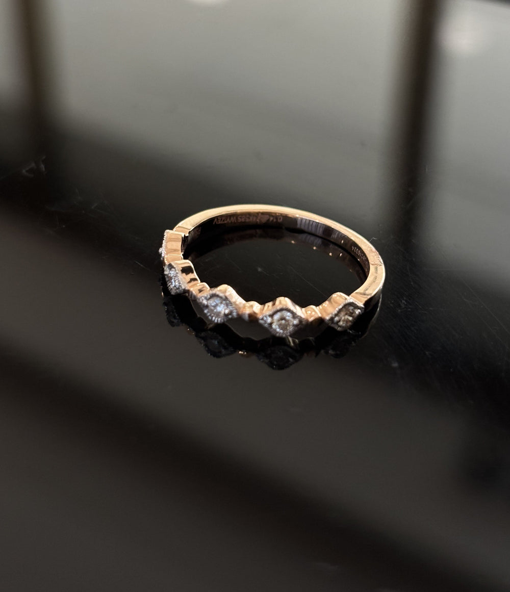 14K Gold Diamond Accented Band Ring with IGI Certified 0.14 ct Diamonds, 1.932g Net Gold