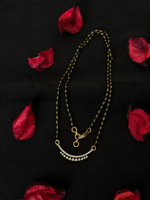 14K Gold Diamond Mangalsutra with Curved Pendant , IGI Certified 0.28 ct Diamonds, 3.064g Net Gold