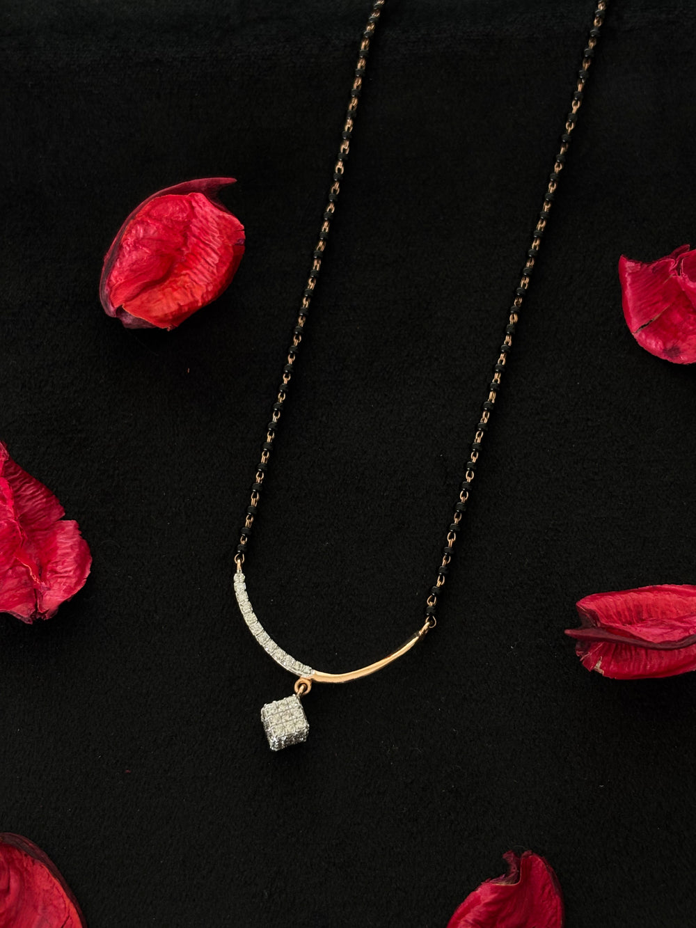 14K Gold Diamond Mangalsutra with Dazzling Drop Pendant , IGI Certified 0.65 ct Diamonds, 3.402g Net Gold