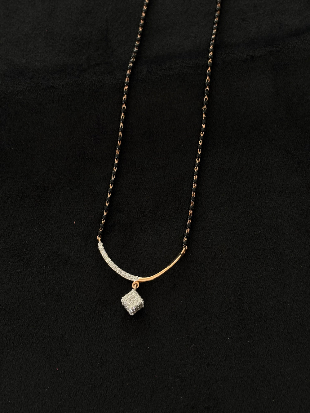 14KT Gold Diamond Mangalsutra with Dazzling Drop Pendant , IGI Certified 0.65 ct Diamonds, 3.402g Net Gold