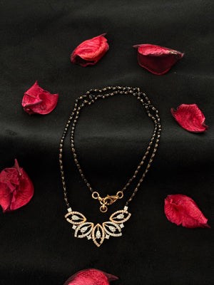 14K Gold Diamond Mangalsutra with Floral Fan Pendant , IGI Certified 0.61 ct Diamonds, 5.372g Net Gold