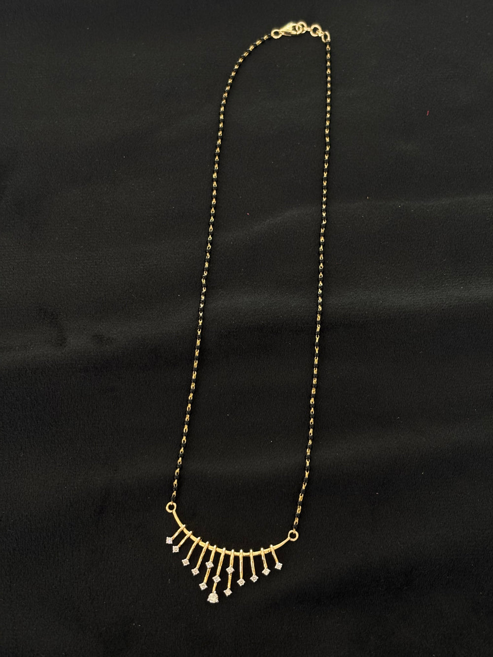14K Gold Diamond Mangalsutra with Cascading Sparkle , IGI Certified 0.36 ct Diamonds, 4.864g Net Gold