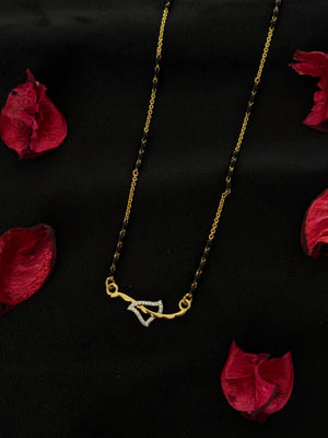 14K Gold Diamond Mangalsutra Necklace , IGI Certified 0.08 ct Diamond, 4.744g Net Gold