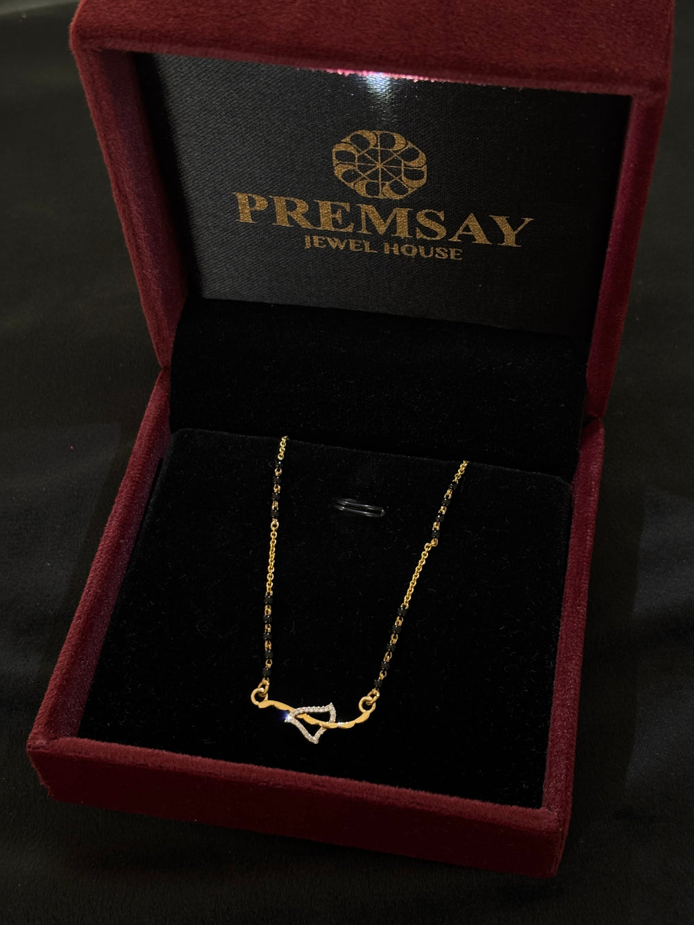 14K Gold Diamond Mangalsutra Necklace , IGI Certified 0.08 ct Diamond, 4.744g Net Gold