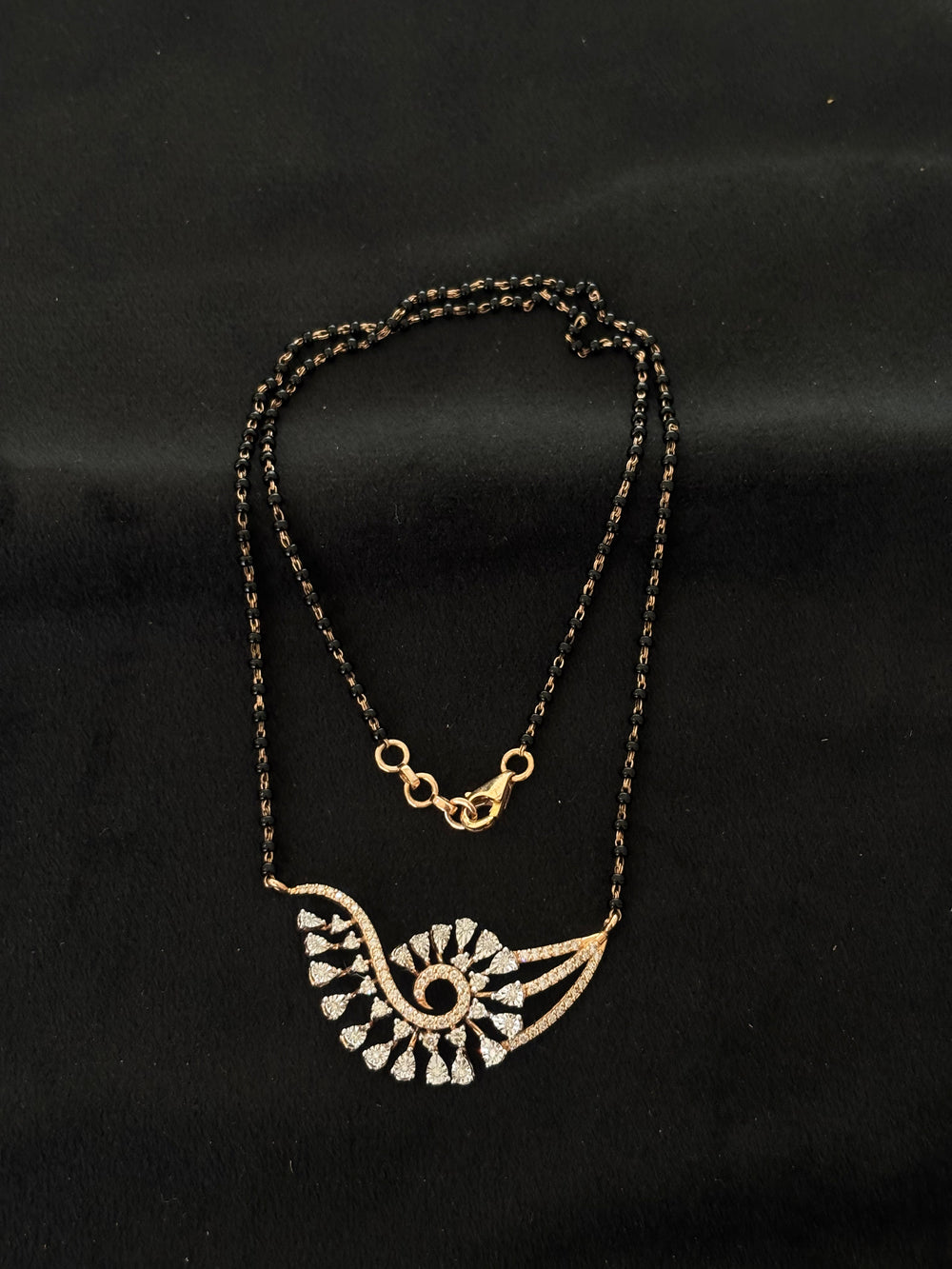 14K Gold Diamond Mangalsutra with Unique Eye-Inspired Pendant , IGI Certified 0.72 ct Diamonds, 6.224g Net Gold