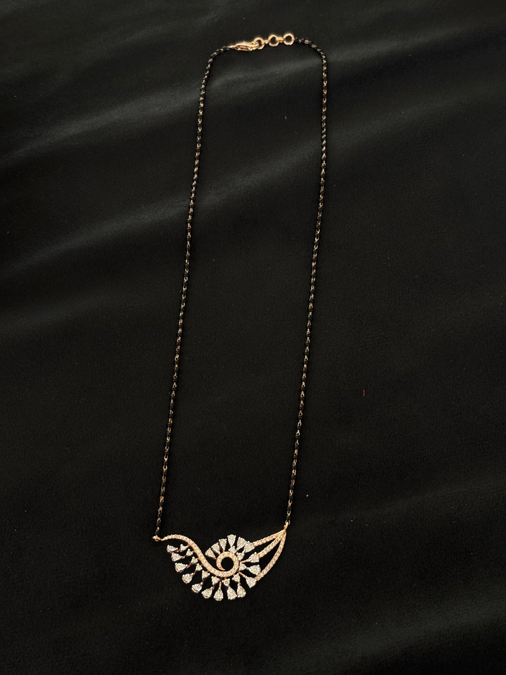 14K Gold Diamond Mangalsutra with Unique Eye-Inspired Pendant , IGI Certified 0.72 ct Diamonds, 6.224g Net Gold