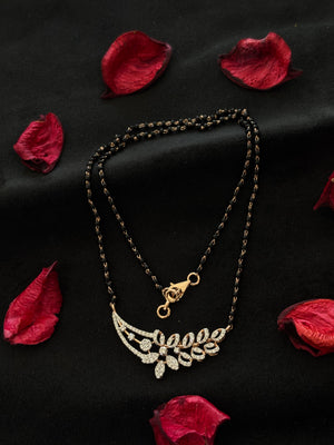 14K Gold Diamond Mangalsutra with Leaf-Inspired Pendant , IGI Certified 0.56 ct Diamonds, 5.19g Net Gold