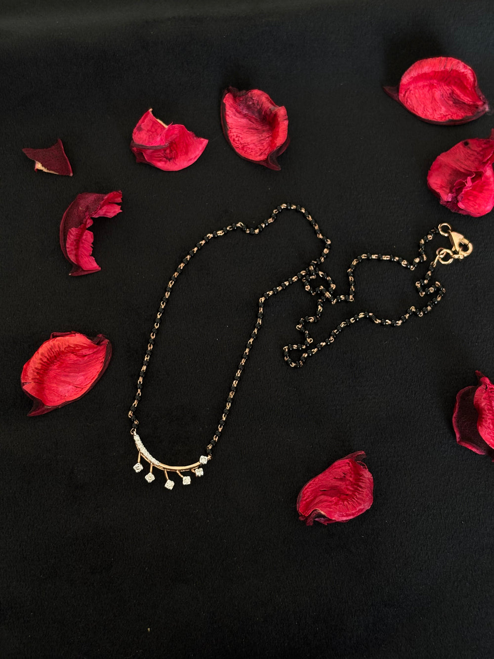 14K Gold Diamond Mangalsutra with Dainty Drops , IGI Certified 0.22 ct Diamonds, 3.00g Net Gold