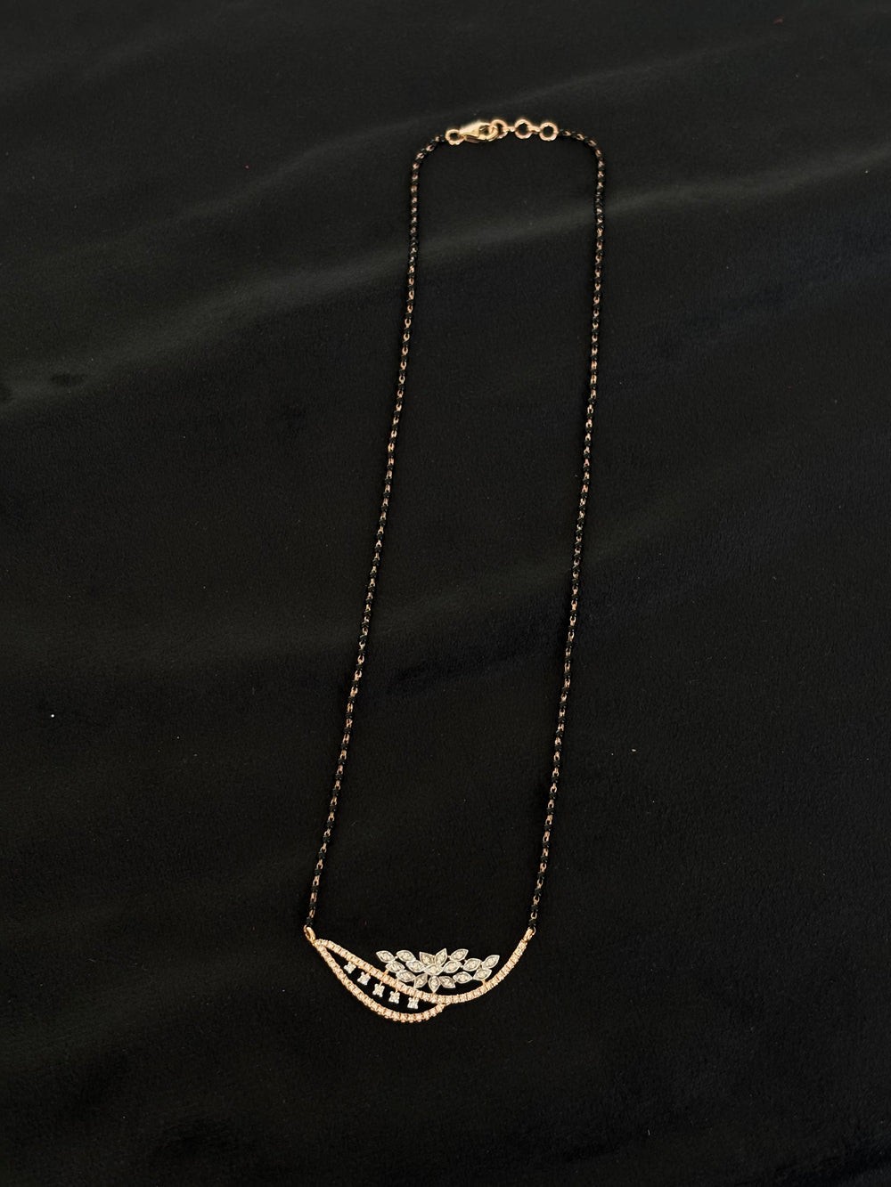 14K Gold Diamond Mangalsutra with IGI Certification , 4.442g Gold , 0.60 Ct Diamonds