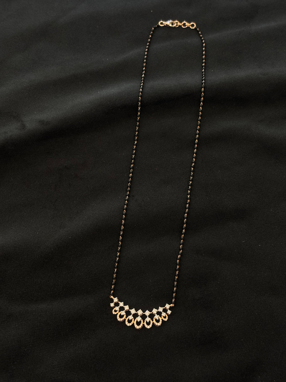 14K Gold Diamond Mangalsutra , Certified by IGI , 4.726g Gold , 0.82 Ct Diamonds