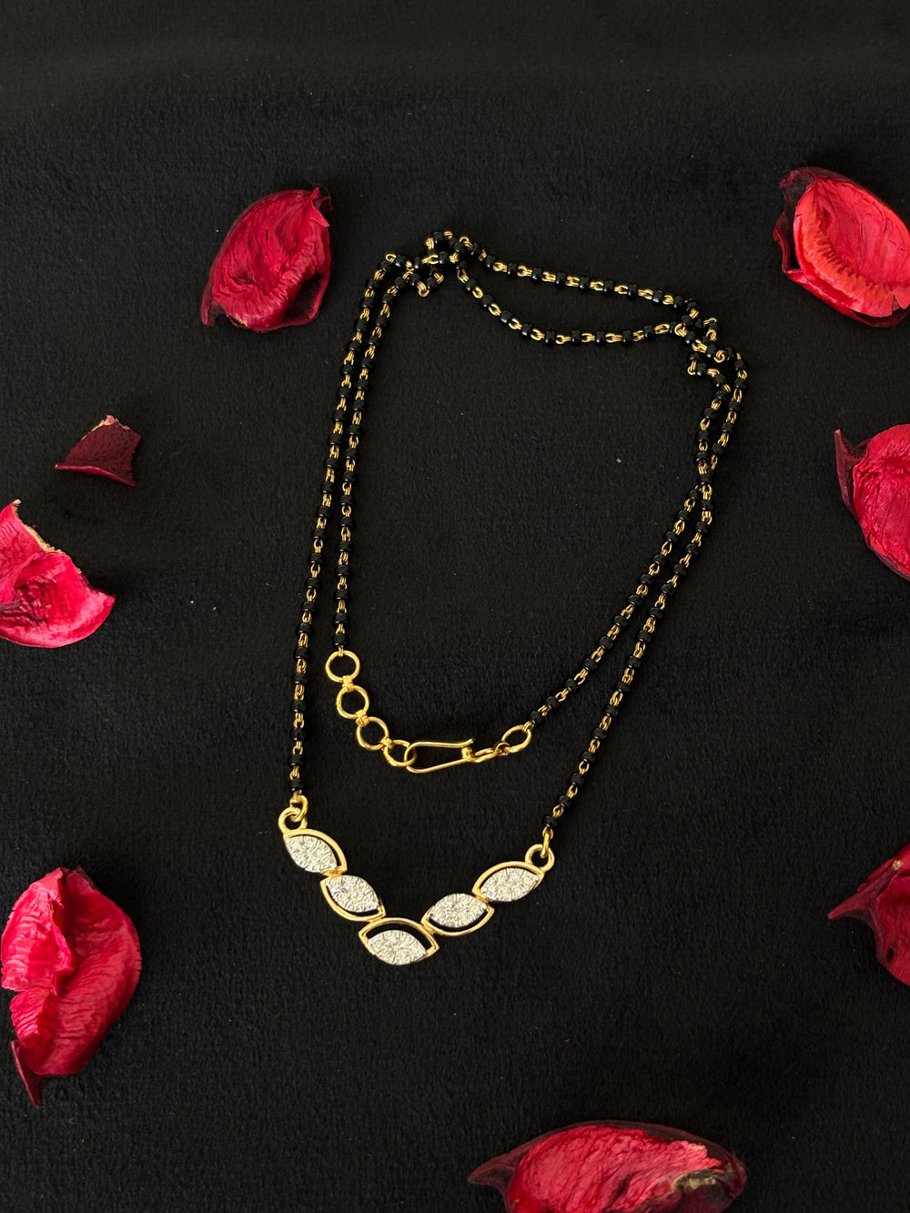 14K Gold Diamond Mangalsutra with Unique Pendant , IGI Certified 0.58 ct Diamonds, 5.084g Net Gold