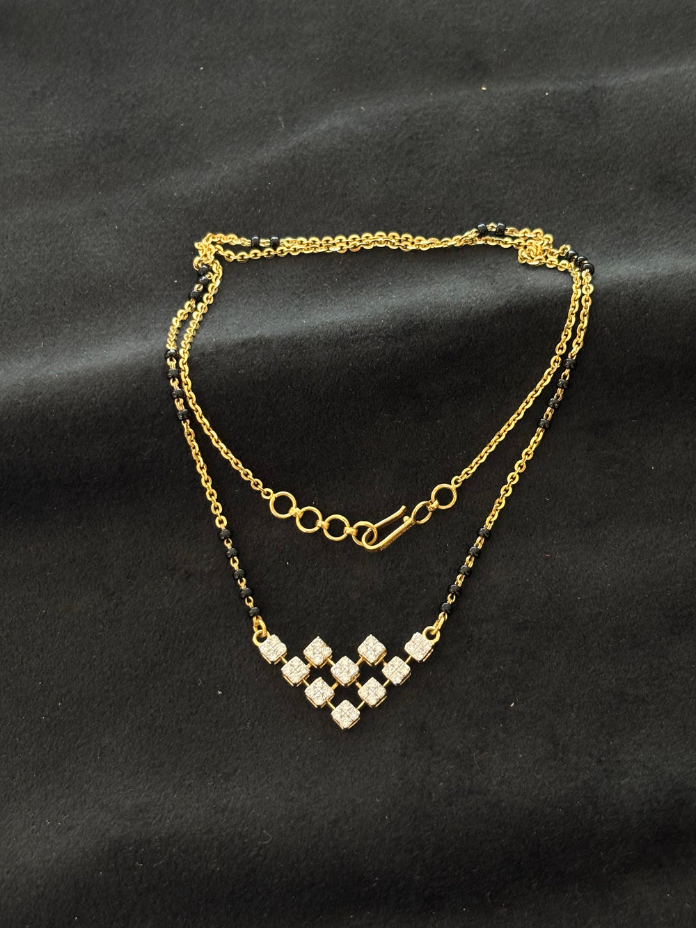 14K Gold V-Shape Diamond Mangalsutra , 5.41g Gold , 0.74 Ct IGI Certified Diamonds