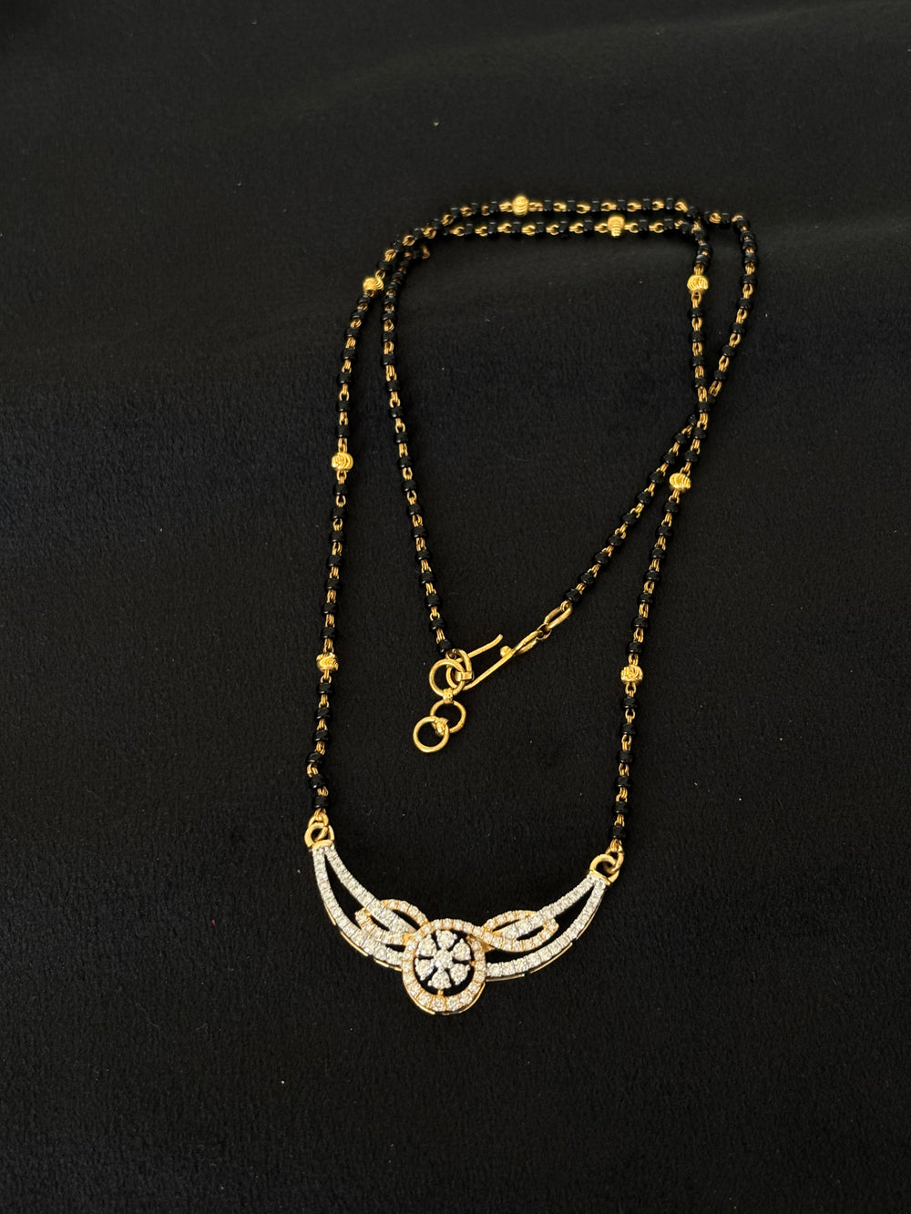 14K Gold Diamond Mangalsutra with Statement Pendant , IGI Certified 1.08 ct Diamonds, 6.884g Net Gold