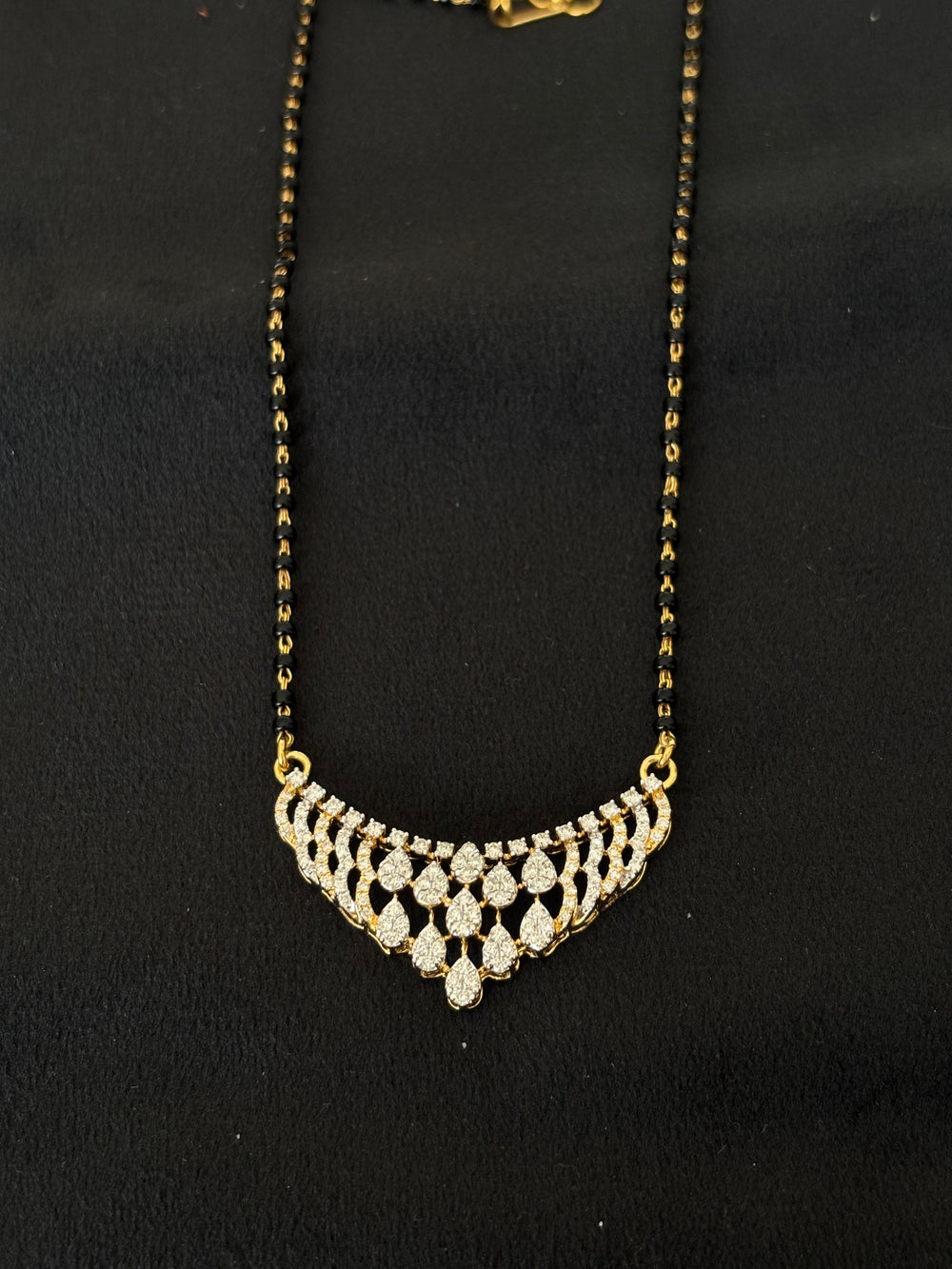 14K Gold Diamond Mangalsutra with Statement Pendant , IGI Certified 1.08 ct Diamonds, 6.884g Net Gold