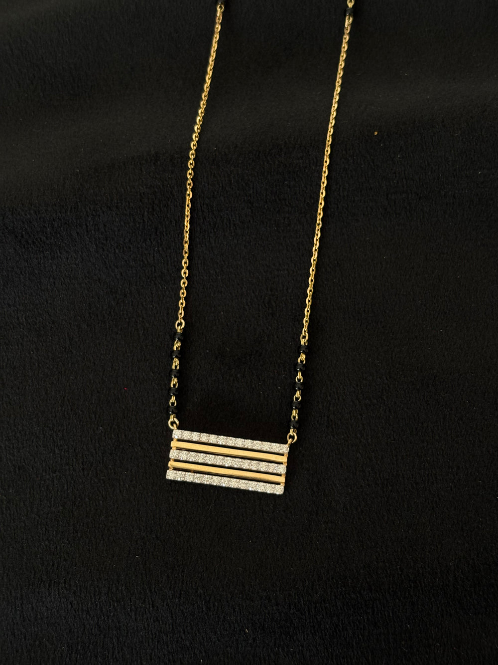 14K Gold Diamond Mangalsutra with Statement Bar Pendant , IGI Certified 0.53 ct Diamonds, 7.48g Net Gold
