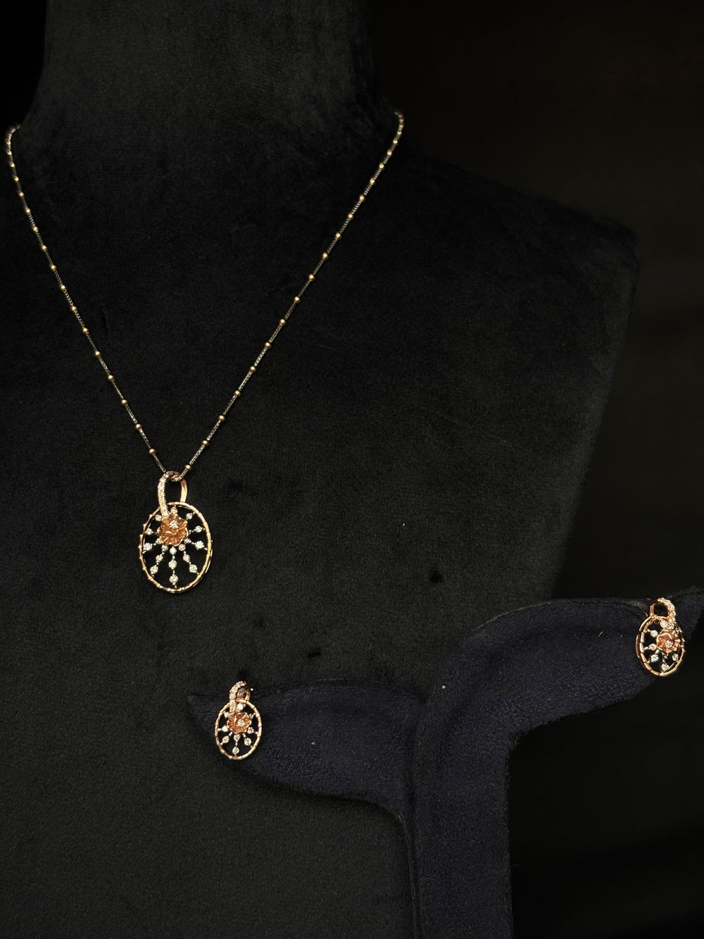 14K Gold Diamond Pendant Set with Artistic Design – IGI Certified 0.6 ct Diamonds, 6.44g Net Gold(Without Chain)